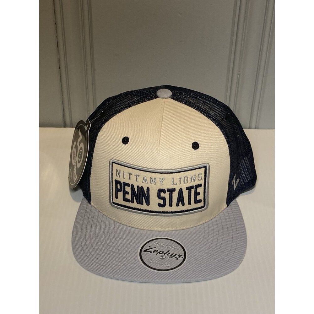 Zephyr Penn State Trucker Cap in Navy, Cream, Gray